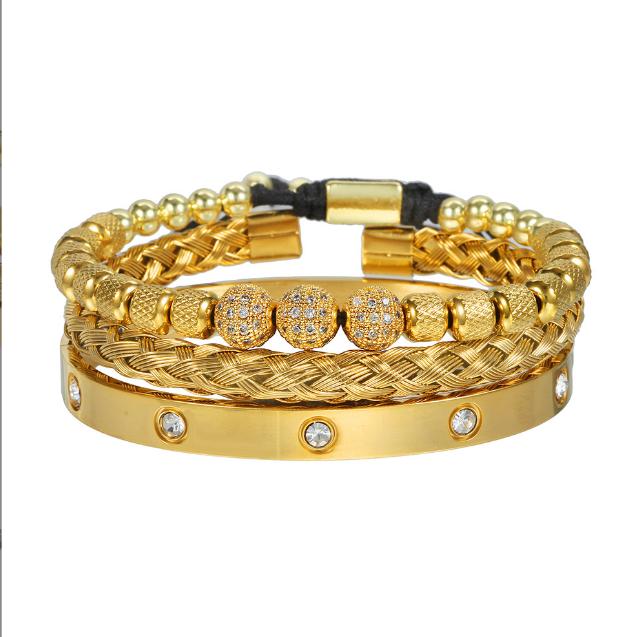 Royal King Gold Ketten Bracelet Luxus Armband Bracelet  Schweizer Quarzwerk -ROYAL KING Damenschmuck- Kostenloser Versand Herrenschmuck