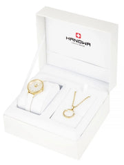 Hanowa Amelia Set Gold - Geschenk für Damen - Gold Uhr - Damenuhr Güngstig Preis - Edelstahlgehäuse, goldfarben mit Zirkonias Damenuhr