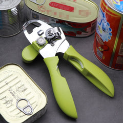 2 PCS 4 in 1 Multifunktionaler Dosenöffner Küche Haushalt Deckelöffner Einmachmesser, Black, Green
