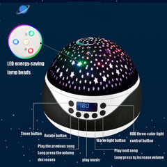 LED-Sternenhimmel-Licht, USB-Fernbedienung, rotierende Musik-Projektorlampe, romantisches Sternennachtlicht