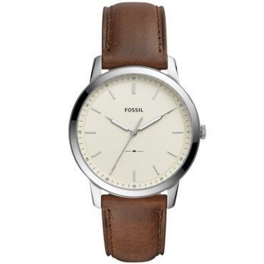 Fossil The Minimalist 3H Herrenuhr FS5439  - Material Armband: Leder - Schweizer Quarzwerk - Farbe Gehäuse: silber - Kostenloser Versand