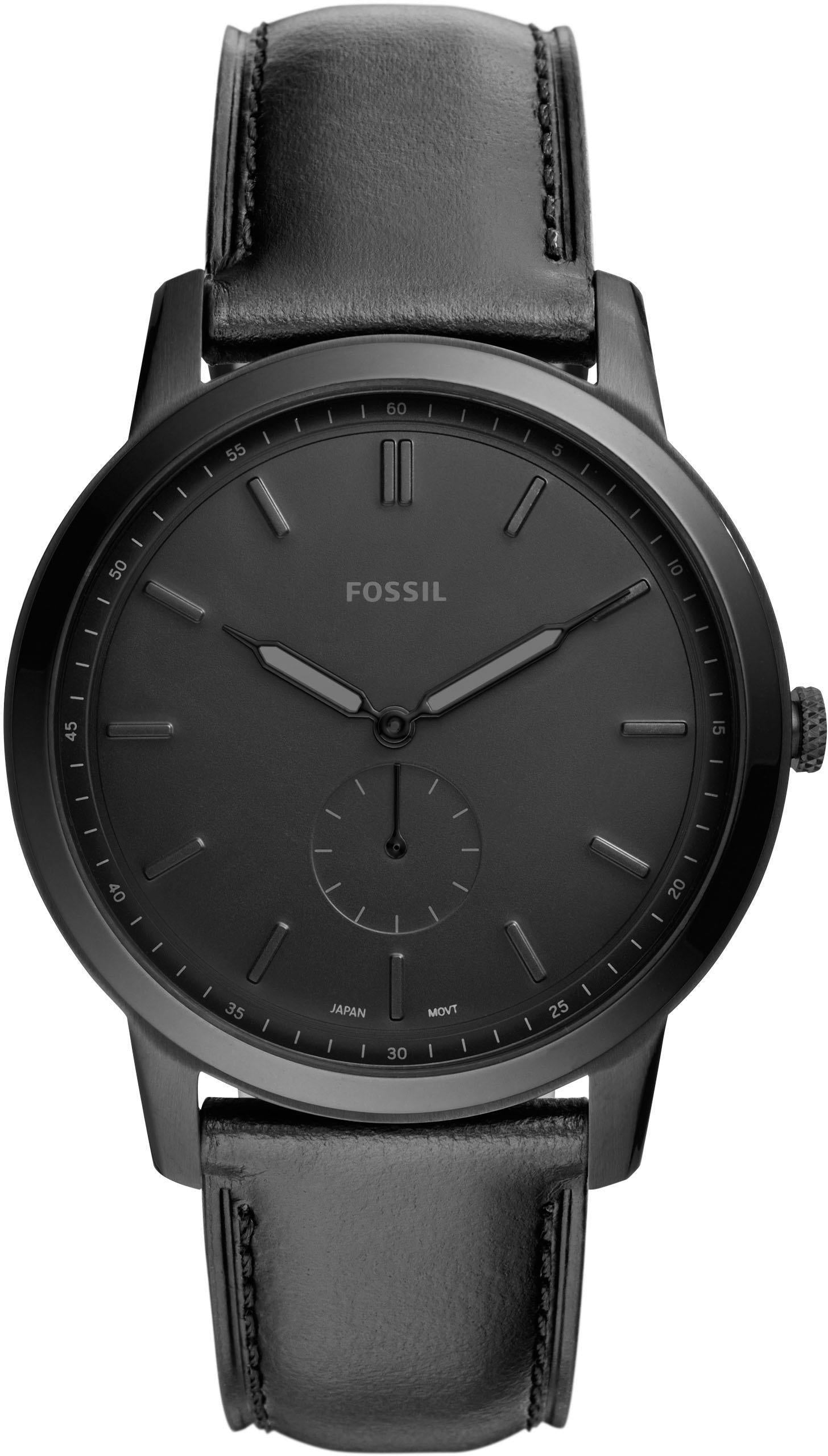 Fossil Herrenuhr The Minimalist Mono FS5447 - Farbe Armband: schwarz - Schweizer Quarzwerk - Material Armband: Leder - Kostenloser Versand