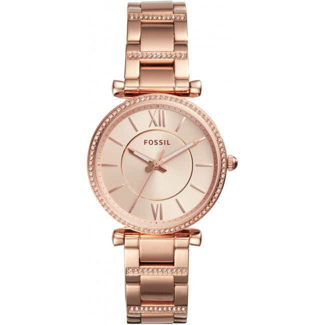 Fossil Carlie ES4301 Damenuhr - Schweizer Quarzwerk - Farbe Armband: Rosegold Uhren - Kostenloser Versand