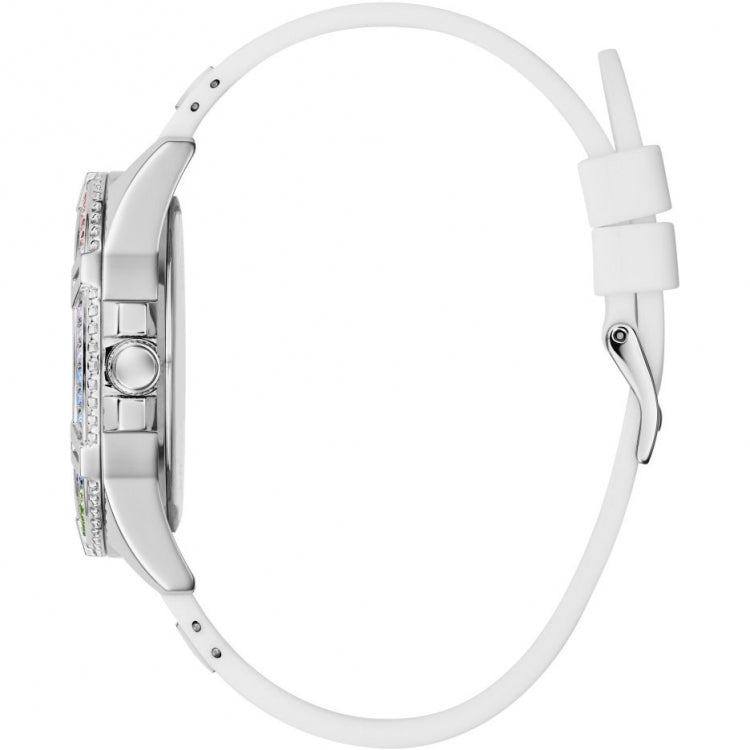 Guess Damenuhr - Frontier - GW0045L1 Armbandmaterial: Silikon Uhr - Schweizer Quarzwerk - Farbe Gehäuse: silber Damenuhren - Kostenloser Versand