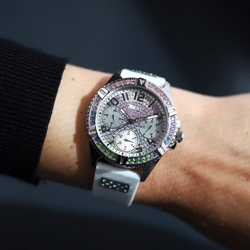 Guess Damenuhr - Frontier - GW0045L1 Armbandmaterial: Silikon Uhr - Schweizer Quarzwerk - Farbe Gehäuse: silber Damenuhren - Kostenloser Versand
