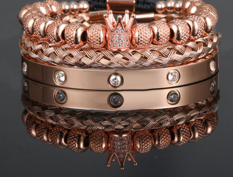 ROYAL KING Bronze Rosengold Luxus Armband Bracelet Luxus Armband Bracelet  Schweizer Quarzwerk -ROYAL KING Damenschmuck- Kostenloser Versand