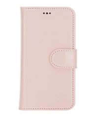 iPhone 12 Pro Magnetische Handyhülle aus Leder- Nude Pink