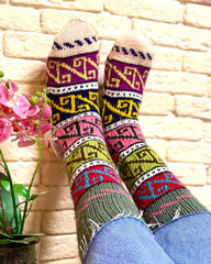 Handmade Stricksocken aus Schafsfell -Reines Naturprodukt 39-41