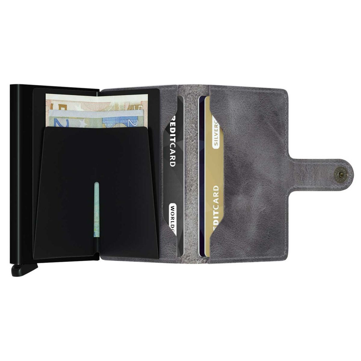 Secrid Vintage Miniwallet Grey-Black (Mit Gravur) - Geschenkidee - Vatertag Geschenkidee Geburtstag Geschenkidee, Geschenkidee, Weihnachten Geschenkidee,