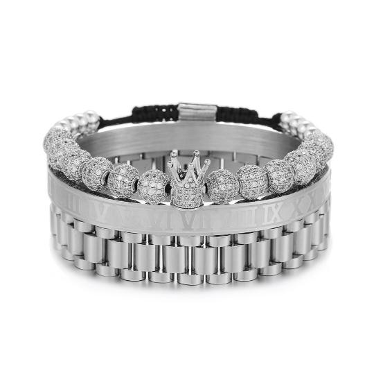 ROYAL KING SILBER Luxus Armband Bracelet  Schweizer Quarzwerk -ROYAL KING Damenschmuck- Kostenloser Versand