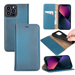 Iphone 13 Pro Max Handyhülle Aus Leder - Slim Wallet Mit Rfid-blocker - Blau. Ein tolles Geschenk. Iphone Handyhülle zu attraktiven Preisen kaufen.