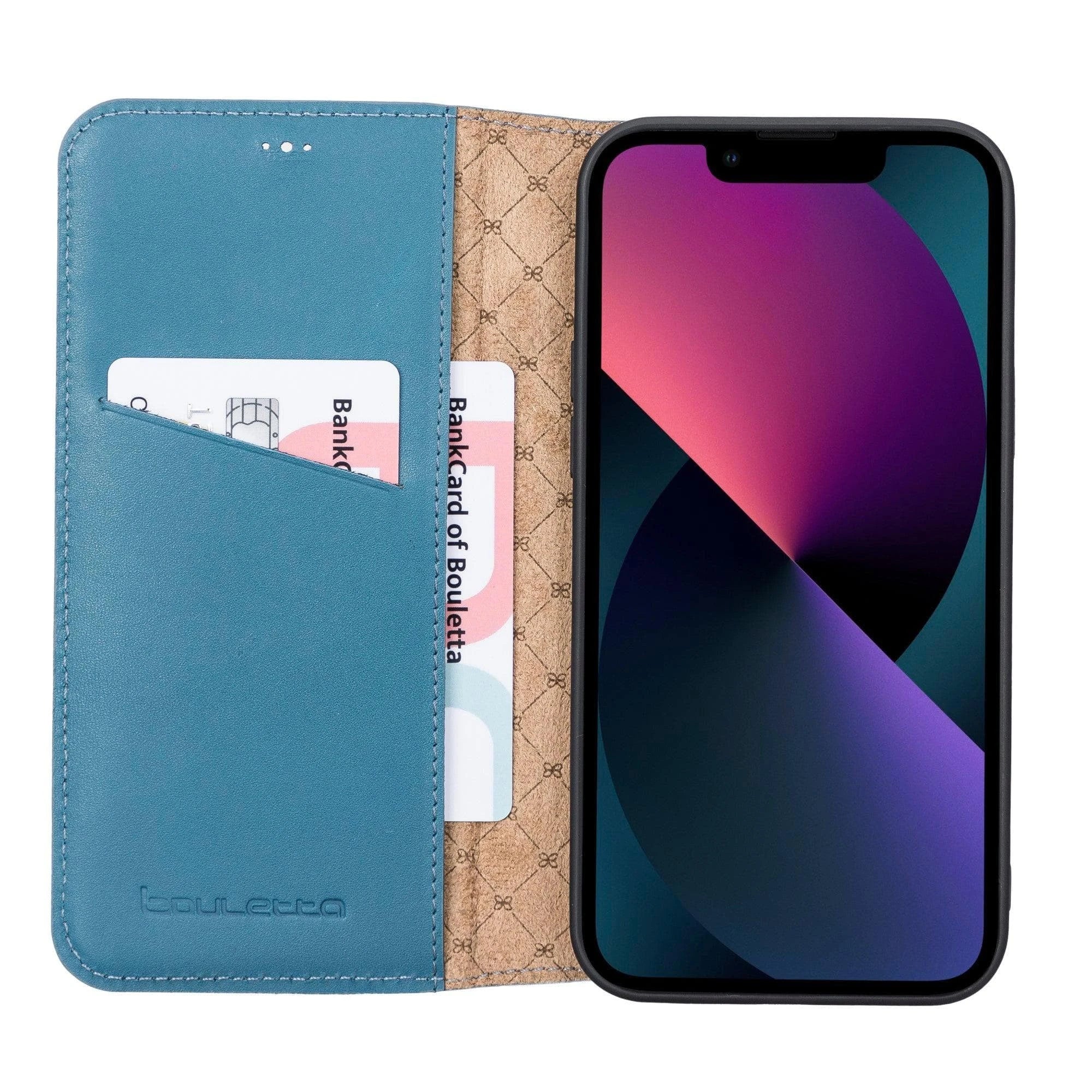 Iphone 13 Pro Max Handyhülle Aus Leder - Slim Wallet Mit Rfid-blocker - Blau. Ein tolles Geschenk. Iphone Handyhülle zu attraktiven Preisen kaufen.