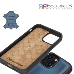 Apple iPhone 13 Bouletta Flexibel Back Leder Case mit Kartenfach-Blau  Geschenkidee IPhone Handyhülle. Ein tolles Geschenk. iPhone Handyhülle kaufen