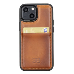 Apple iPhone 13 Mini Bouletta Flex Cover Back Leder Case mit Kartenfach - Tan Geschenkidee IPhone Handyhülle. Ein tolles Geschenk. iPhone Handyhülle kaufen