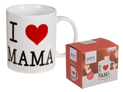 Becher, I love Mama, ca. 10 x 8 cm, Steingut, einzeln