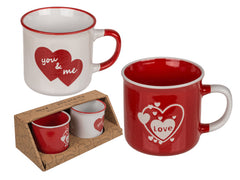 Becher - Set "Love / You & Me" mit Herz, 2er Pack