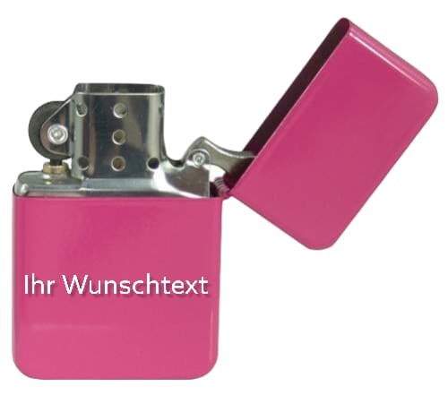 Benzin Feuerzeug erwartet Sie bei MyGeschenk zu attraktiven Preisen im Matt Pink Lackiert Amerikanischen Stil und auf Wunsch mit Gravur! Geschenke für Herren und Damen...