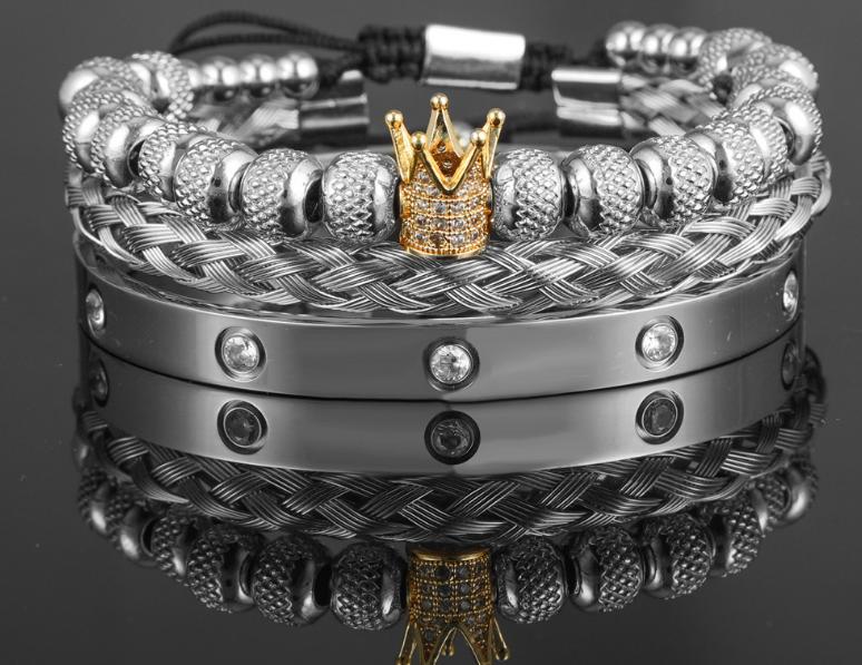 ROYAL KING Silber Gold Luxus Armband Bracelet Luxus Armband Bracelet  Schweizer Quarzwerk -ROYAL KING Damenschmuck- Kostenloser Versand