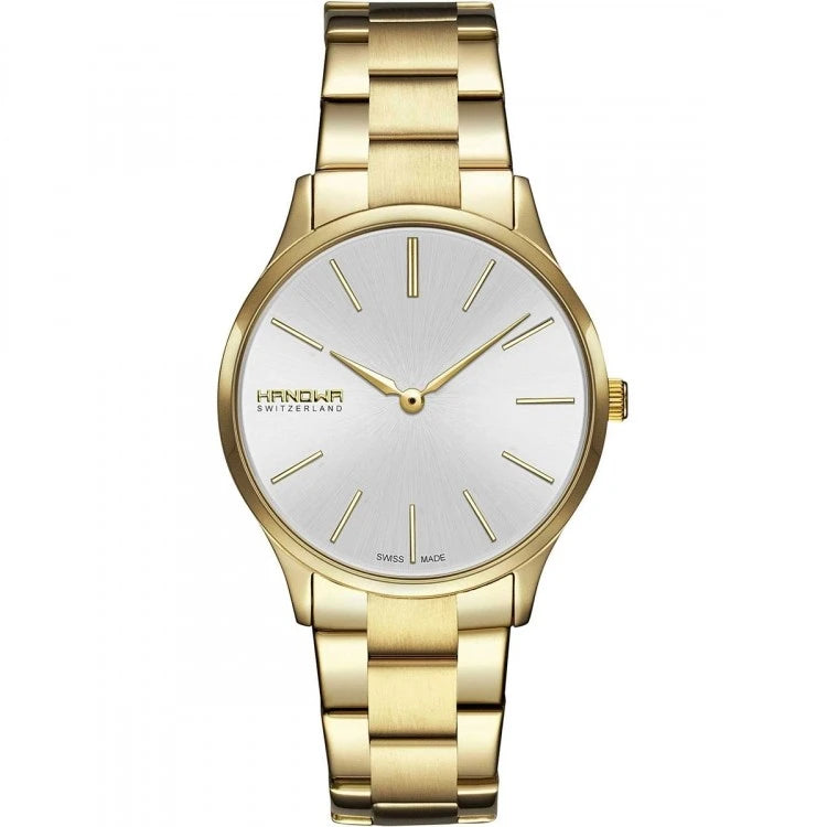 Hanowa Glossy Damenuhr - Geschenk für Damen - Swiss Made Uhr - Damenuhr Güngstig Preis - Edelstahl, Goldoldfarben uhren für damen