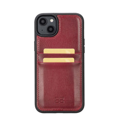 iPhone 14 Bouletta Flex Cover Back Leder mit Kartenfach-Rot