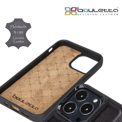 iPhone 14 Pro Bouletta Flex Cover Back Leder mit Kartenfach-Braun Geschenkidee IPhone Handyhülle. Ein tolles Geschenk. iPhone Handyhülle kaufen