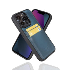 iPhone 13 Pro Max Bouletta Flex Cover Back Lederhülle mit Kartenfach - Blau Geschenkidee IPhone Handyhülle. Ein tolles Geschenk. iPhone Handyhülle kaufen