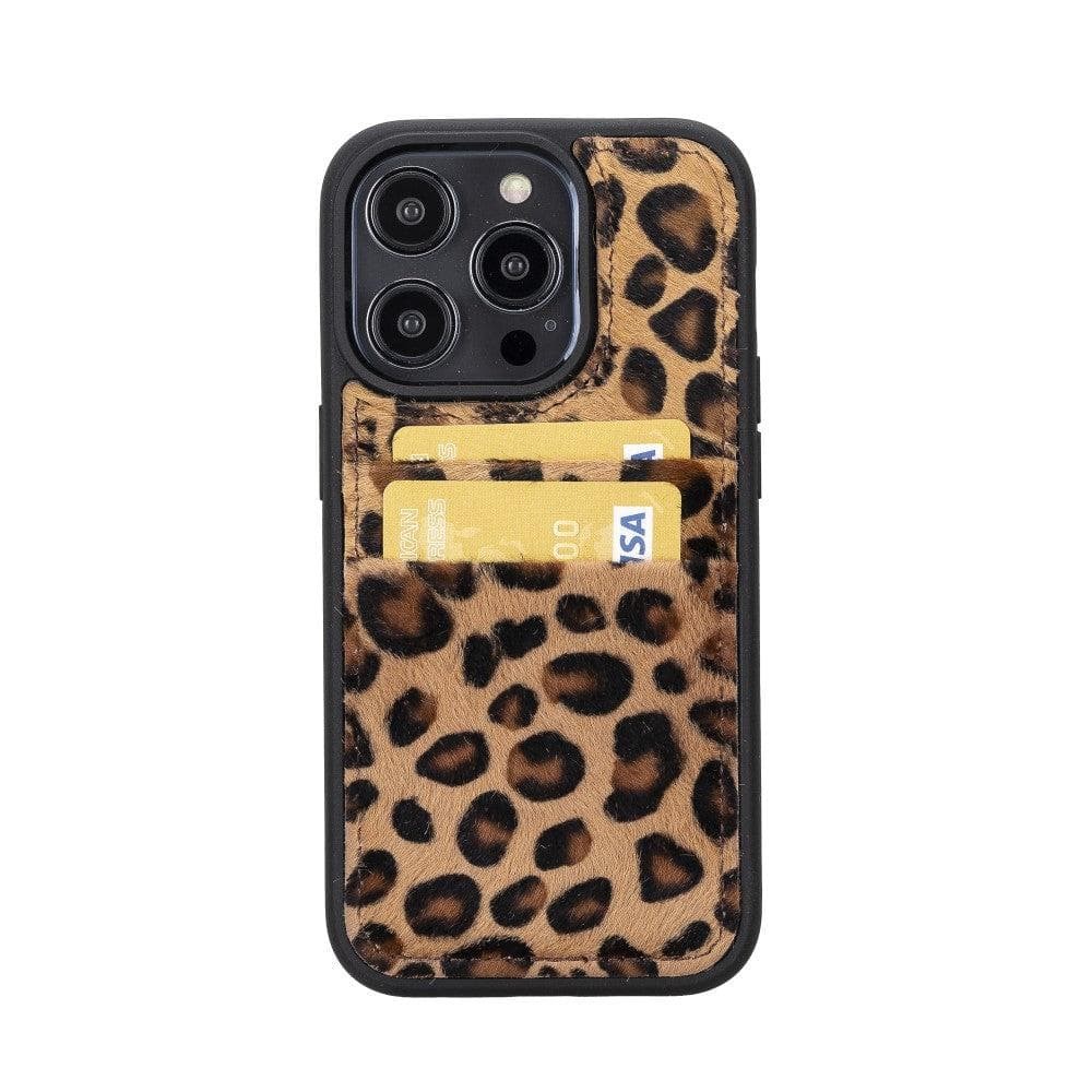 iPhone 14 Pro  Bouletta Flex Cover Back Leder mit Kartenfach-Leopard Geschenkidee IPhone Handyhülle. Ein tolles Geschenk. iPhone Handyhülle kaufen