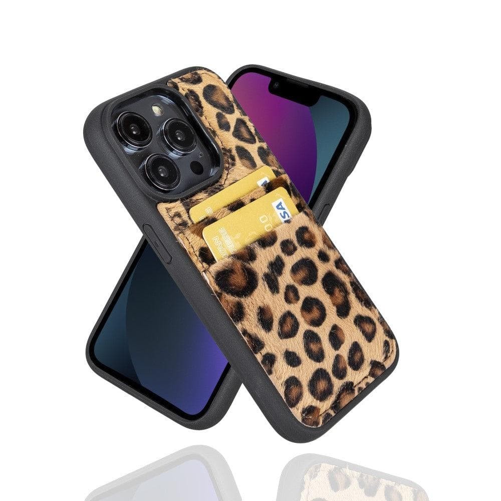 iPhone 14 Pro  Bouletta Flex Cover Back Leder mit Kartenfach-Leopard Geschenkidee IPhone Handyhülle. Ein tolles Geschenk. iPhone Handyhülle kaufen