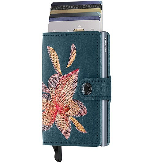 Secrid Miniwallet Stitch Magnolia Petrolio mit Gravur - Geschenkidee. Miniwallet für Güngstig Preis. Geschenk für Männer. Geburtstag Geschenk