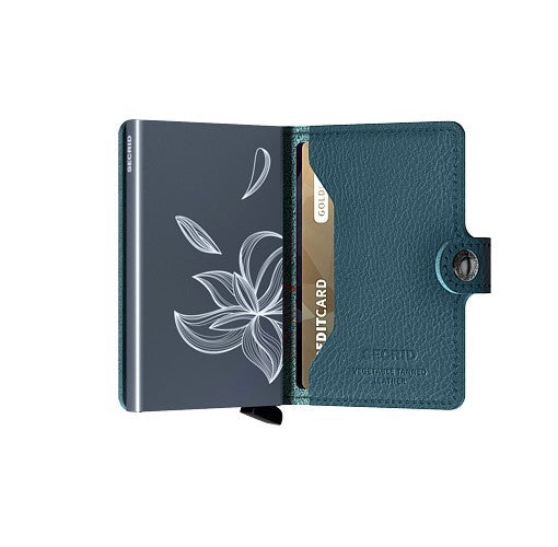 Secrid Miniwallet Stitch Magnolia Petrolio mit Gravur - Geschenkidee. Miniwallet für Güngstig Preis. Geschenk für Männer. Geburtstag Geschenk