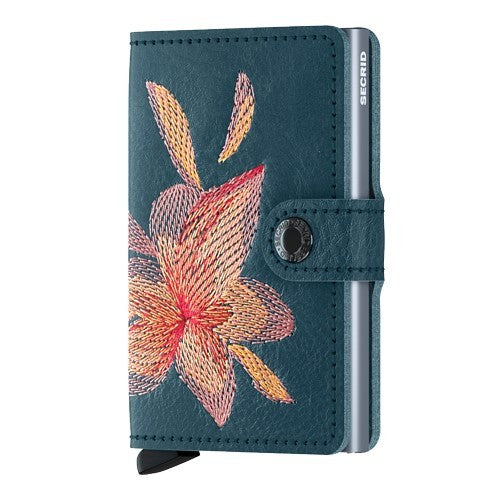 Secrid Miniwallet Stitch Magnolia Petrolio mit Gravur - Geschenkidee. Miniwallet für Güngstig Preis. Geschenk für Männer. Geburtstag Geschenk