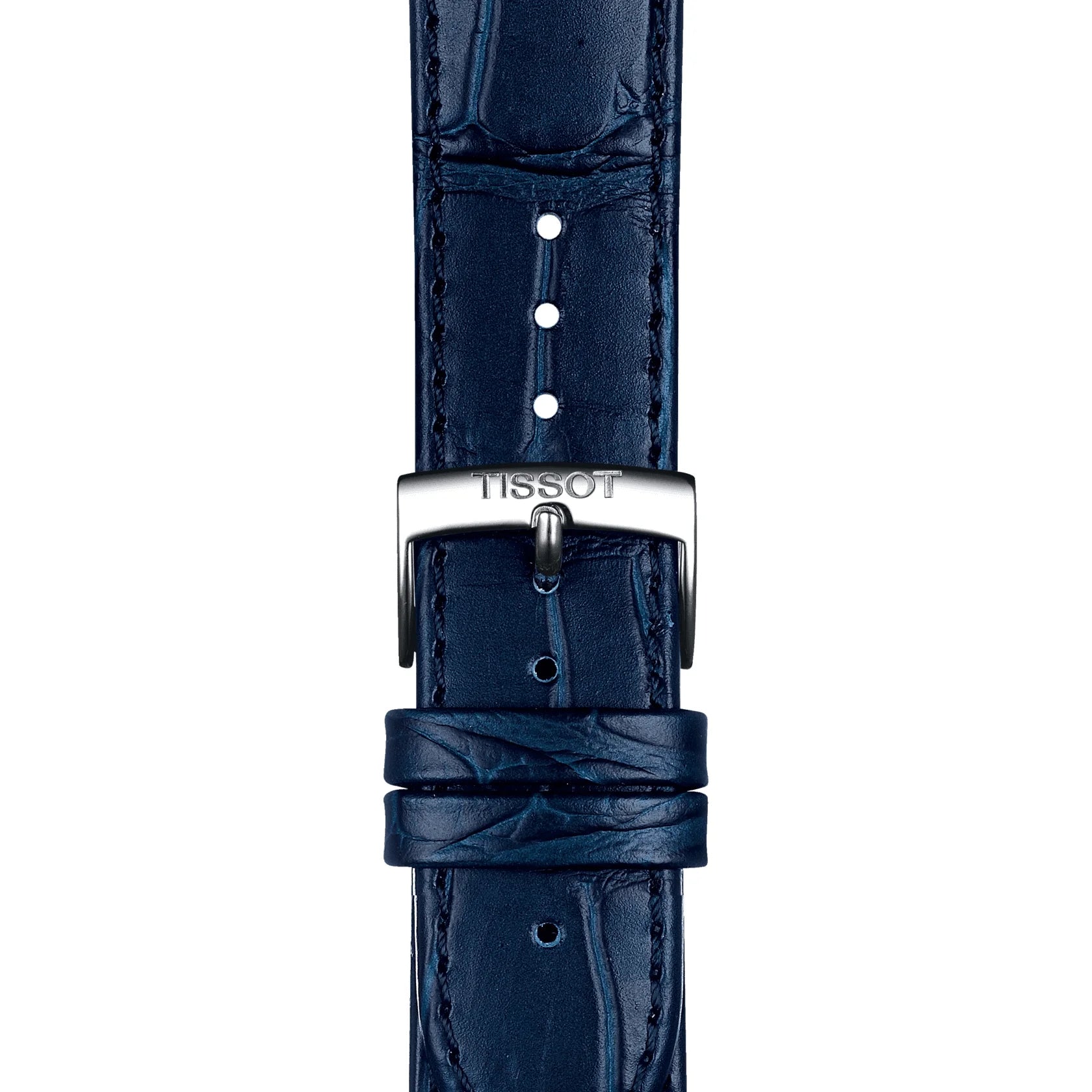 Tissot Carson Premium Quartz Gent Herrenarmbanduhr mit Lederarmband und Blau Zifferblatt. Mit seinem Blau farbe Armband sieht es sehr stilvoll aus