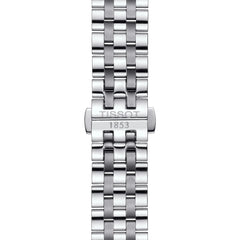 Tissot Carson Premium Quartz Gent Herrenarmbanduhr mit Edelstahlarmband und Schwarz Zifferblatt. Mit seinem Silber farbe Armband sieht es sehr stilvoll aus