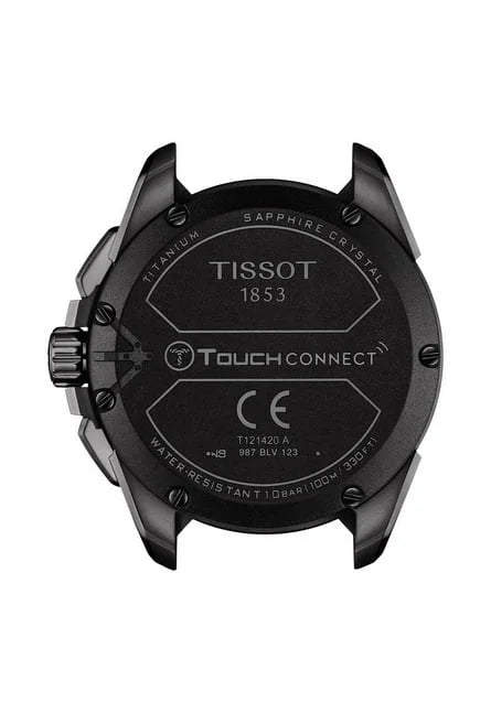 Tissot T-Touch Connect Solar schwarz Herrenuhr ist eine sehr funktionale Uhr mit 15 Funktionen. eine stilvolle Uhr mit einem schwarz-orangen Thema.