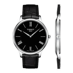 Tissot Tradition Gent Herrenuhr mit Schwarz Lederarmband Schwarz Uhr
