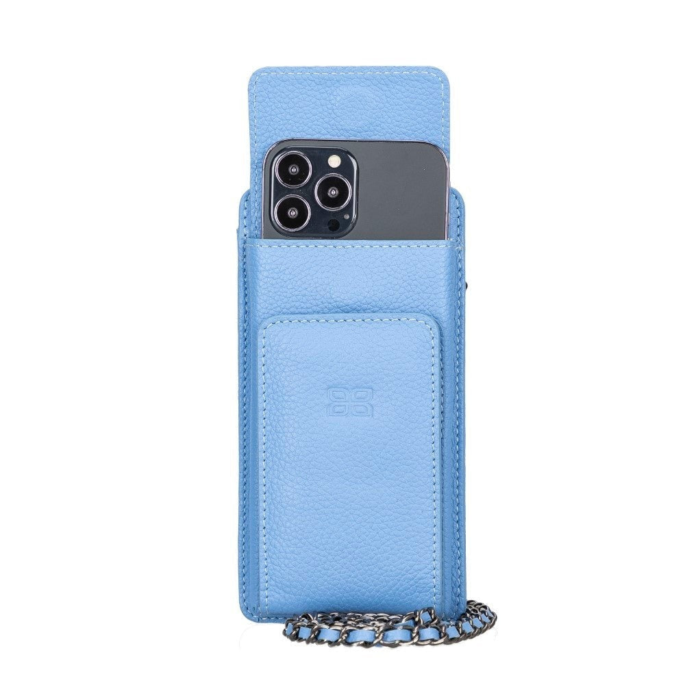 Universal Handytasche Mit Schulterriemen Bis 6.7" Echtleder - Hellblau Geschenkidee IPhone Handyhülle. Ein tolles Geschenk. iPhone Handyhülle kaufen