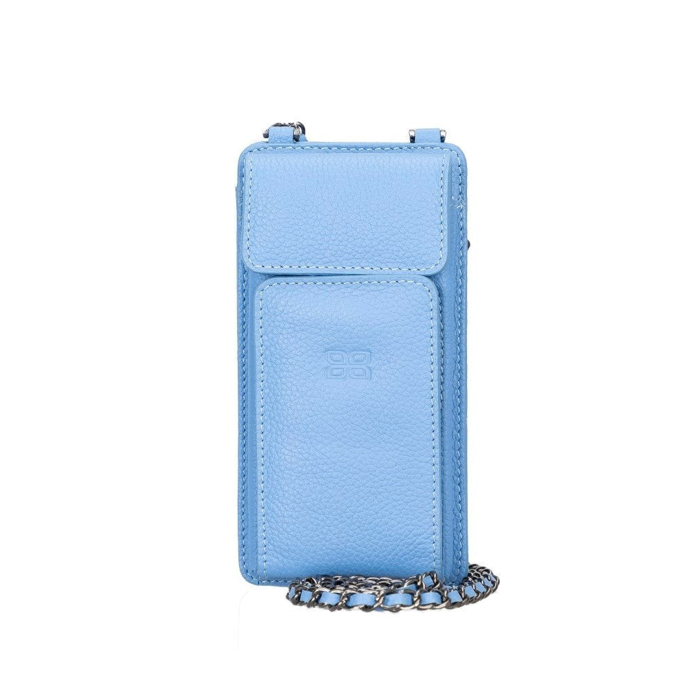 Universal Handytasche Mit Schulterriemen Bis 6.7" Echtleder - Hellblau Geschenkidee IPhone Handyhülle. Ein tolles Geschenk. iPhone Handyhülle kaufen