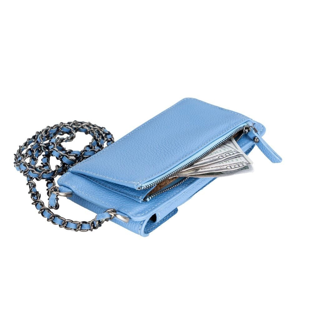 Universal Handytasche Mit Schulterriemen Bis 6.7" Echtleder - Hellblau Geschenkidee IPhone Handyhülle. Ein tolles Geschenk. iPhone Handyhülle kaufen