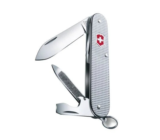 Victorinox Taschenmesser Cadet Alox Silver ist dank seiner 5 Funktionsfunktionen und seines schlanken Körpers leicht und angenehm zu tragen.