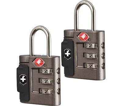 Victorinox Lock Set können Sie Ihre Koffer und Taschen abschliessen und bequem reisen. Von Travel Sentry® zugelassenes Kombinationsschloss-Set.