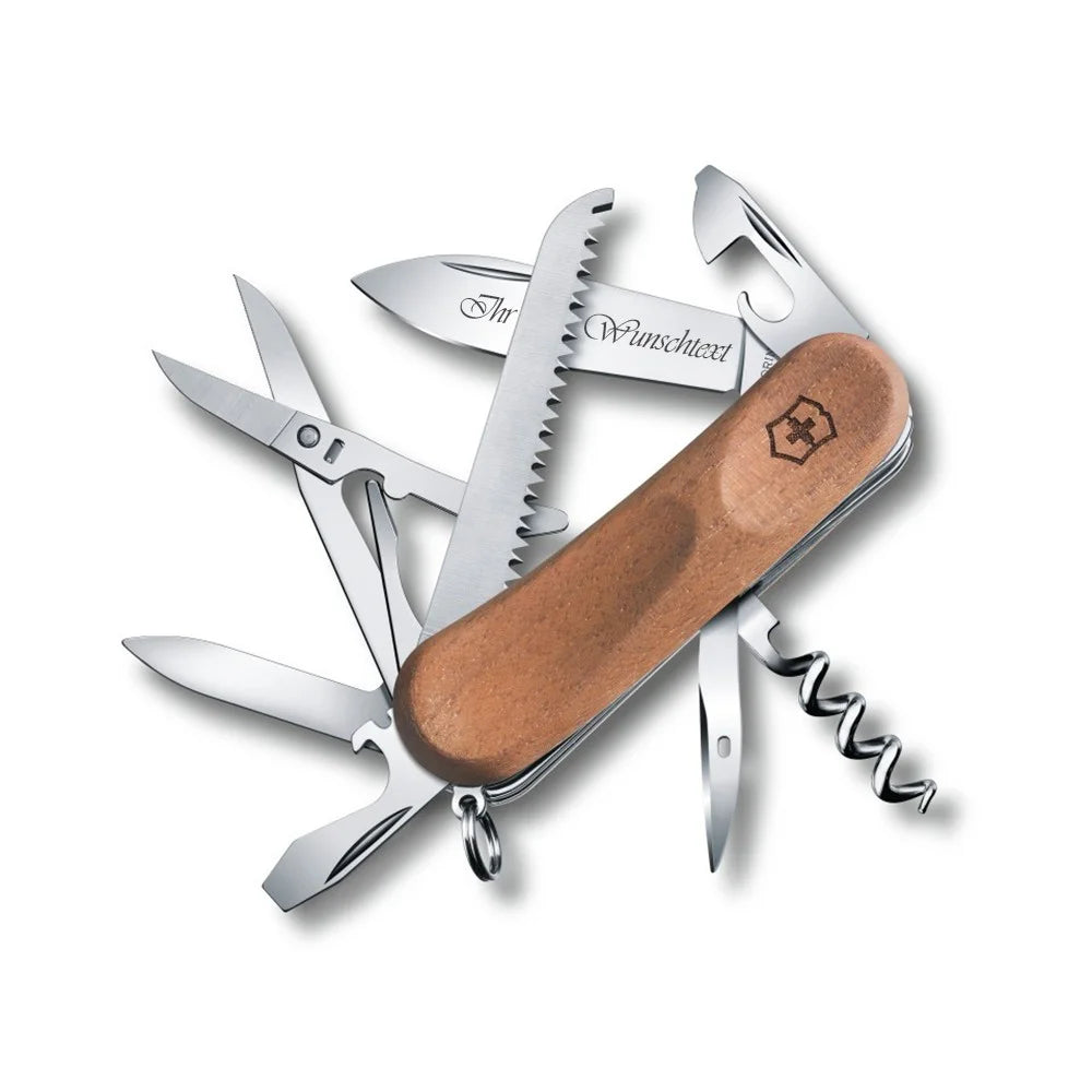 Victorinox Evo Wood 17 Taschenmesser der neuen Generation, halten Sie es mit seiner ergonomischen Verwendung und Taschengrösse immer bei sich.