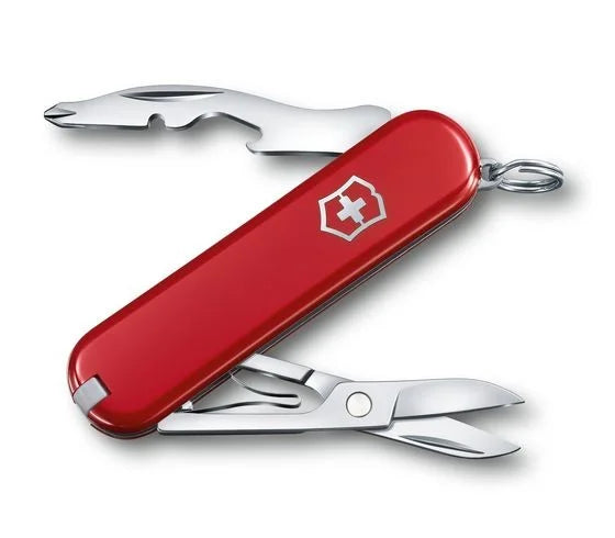 Victorinox Jetsetter sieht mit seiner roten Farbe großartig aus. Es erleichtert Ihre Arbeit mit Funktionen wie leicht tragbar, Schere, Flaschenöffner.