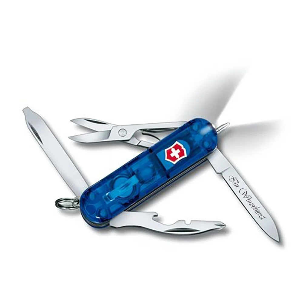 Victorinox Midnite Manager ist ein klassisches Taschenmesser für den täglichen Gebrauch mit 10 funktionellen Features. Transparent Blau in der Farbe.