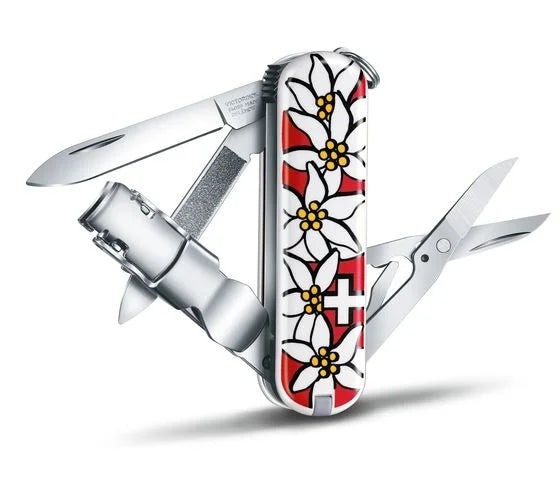 Victorinox Nail Clip Edelweiss, Nagelknipser kleines Taschenmesser. Mit seinen 5 funktionalen Funktionen steht es Ihnen immer zur Verfügung. 