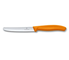 Victorinox Orange Swiss Wurstmesser und Tafelmesser Wellenschliff